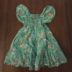 girl 3t bright green dress with flower print